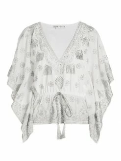 Alice + Olivia Sharita Embroidered Kaftan Top