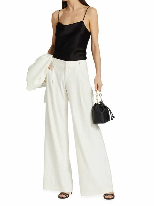 Alice + Olivia Harmon Draped Satin Tank Top Off White 4 Alice + Olivia Harmon Draped Satin Tank Top Off White - Image 2