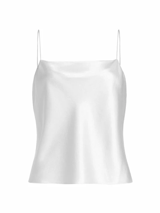 Alice + Olivia Harmon Draped Satin Tank Top Off White 6 Alice + Olivia Harmon Draped Satin Tank Top Off White - Image 4