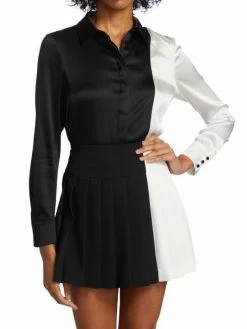 Alice + Olivia Willa Combo Silk Shirt -Alice + Olivia Sales unnamed file 1757