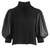 Alice + Olivia Carmina Faux Leather Puff-Sleeves Top -Alice + Olivia Sales unnamed file 1762