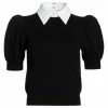 Alice + Olivia Chase Puff-Sleeve Sweater Black White -Alice + Olivia Sales unnamed file 1768