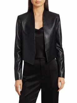 Alice + Olivia Harvey Open Leather Jacket Black -Alice + Olivia Sales unnamed file 1774