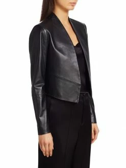 Alice + Olivia Harvey Open Leather Jacket Black -Alice + Olivia Sales unnamed file 1775