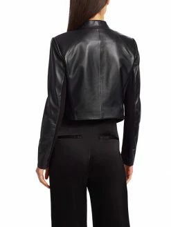 Alice + Olivia Harvey Open Leather Jacket Black -Alice + Olivia Sales unnamed file 1776