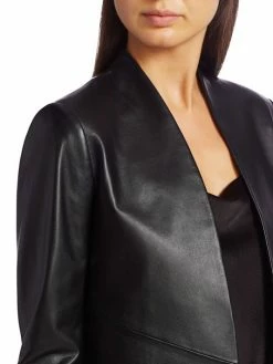 Alice + Olivia Harvey Open Leather Jacket Black -Alice + Olivia Sales unnamed file 1777