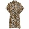 Alice + Olivia Jude Ruffle-Sleeve Leopard Shirtdress