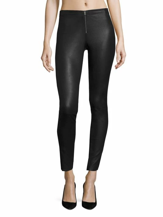 Alice + Olivia Front-Zip Leather Leggings 3 Alice + Olivia Front-Zip Leather Leggings