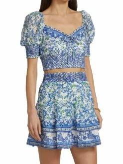 Alice + Olivia Crawford Floral Smocked Cotton Crop Top -Alice + Olivia Sales unnamed file 1959