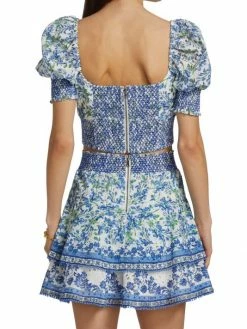 Alice + Olivia Crawford Floral Smocked Cotton Crop Top -Alice + Olivia Sales unnamed file 1960