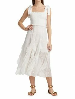 Alice + Olivia Jocelyn Eyelet Cotton Midi-Dress -Alice + Olivia Sales unnamed file 1972