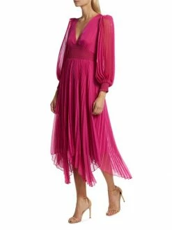 Alice + Olivia Sion Pleated & Smocked Midi-Dress -Alice + Olivia Sales unnamed file 198