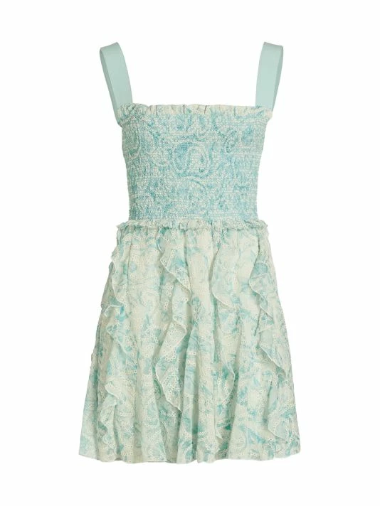 Alice + Olivia Jocelyn Floral Smocked Cotton Ruffle Minidress 3 Alice + Olivia Jocelyn Floral Smocked Cotton Ruffle Minidress