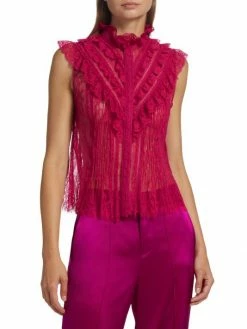 Alice + Olivia Rheba Ruffled-Yoke Lace Top -Alice + Olivia Sales unnamed file 204