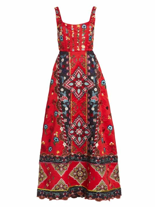Alice + Olivia Pam Embroidered Satin Maxi Dress 3 Alice + Olivia Pam Embroidered Satin Maxi Dress