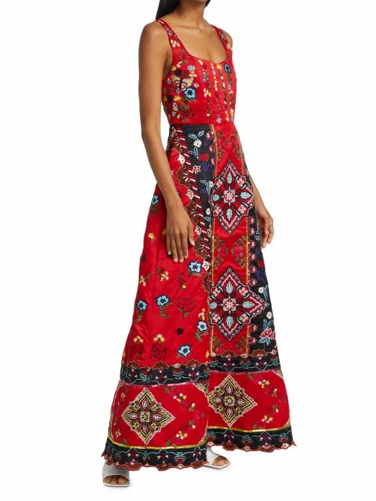 Alice + Olivia Pam Embroidered Satin Maxi Dress 6 Alice + Olivia Pam Embroidered Satin Maxi Dress - Image 4