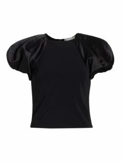 Alice + Olivia Cici Raglan Puff Sleeve Top Black -Alice + Olivia Sales unnamed file 2111