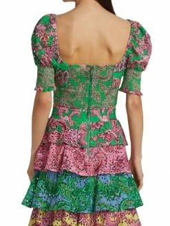 Alice + Olivia Crawford Smocked Paisley Top -Alice + Olivia Sales unnamed file 2145