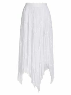 Alice + Olivia Katz Asymmetrical Pleated Midi Skirt