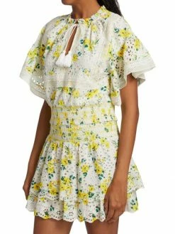 Alice + Olivia Tabitha Eyelet Flutter-Sleeve Blouse -Alice + Olivia Sales unnamed file 2211