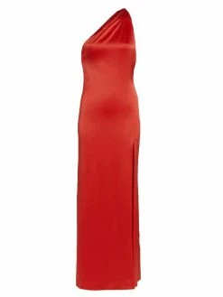 Alice + Olivia Paulette Satin One-Shoulder Gown
