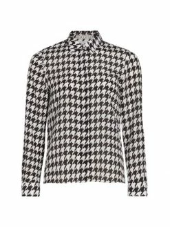 Alice + Olivia Willa Houndstooth Print Blouse