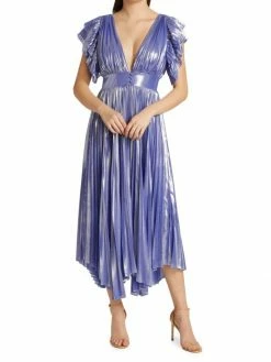 Alice + Olivia Niesha Glossy Pleated Midi Dress -Alice + Olivia Sales unnamed file 2269