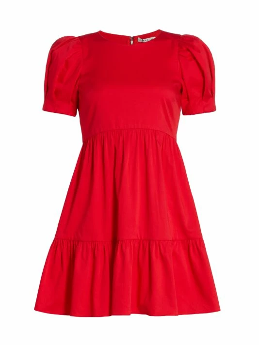 Alice + Olivia Ann Curved Empire-Waist Tiered Minidress 3 Alice + Olivia Ann Curved Empire-Waist Tiered Minidress