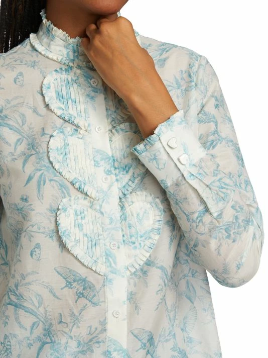 Alice + Olivia Kurt Heart Pintuck Button-Front Blouse 8 Alice + Olivia Kurt Heart Pintuck Button-Front Blouse - Image 6