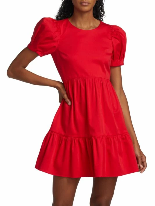 Alice + Olivia Ann Curved Empire-Waist Tiered Minidress 5 Alice + Olivia Ann Curved Empire-Waist Tiered Minidress - Image 3