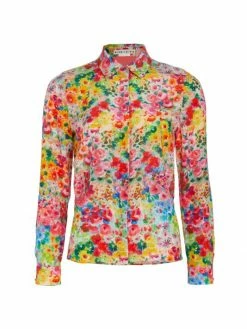 Alice + Olivia Willa Floral Button-Up Top