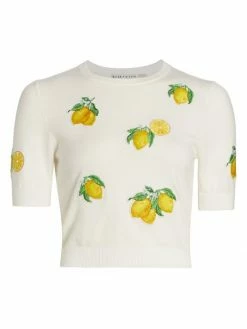 Alice + Olivia Ciara Lemon Cropped Sweater