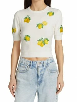 Alice + Olivia Ciara Lemon Cropped Sweater -Alice + Olivia Sales unnamed file 2353