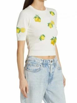 Alice + Olivia Ciara Lemon Cropped Sweater -Alice + Olivia Sales unnamed file 2354
