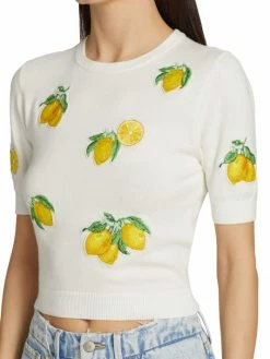 Alice + Olivia Ciara Lemon Cropped Sweater -Alice + Olivia Sales unnamed file 2356