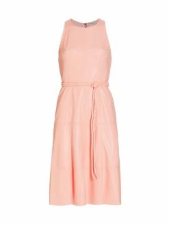 Alice + Olivia Leandra Braided Belt Vegan Leather Midi Dress