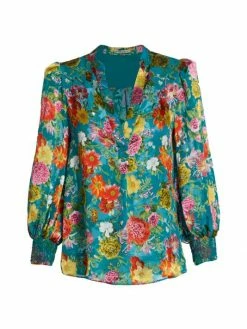 Alice + Olivia Sheila Floral Satin Blouse