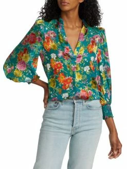 Alice + Olivia Sheila Floral Satin Blouse -Alice + Olivia Sales unnamed file 2402
