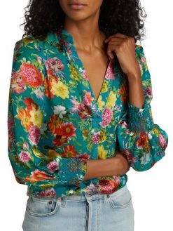 Alice + Olivia Sheila Floral Satin Blouse -Alice + Olivia Sales unnamed file 2405