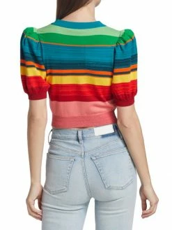 Alice + Olivia Romi Striped Puff-Sleeve Cardigan -Alice + Olivia Sales unnamed file 2411