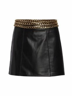 Alice + Olivia Rizo Faux Leather Chain Miniskirt