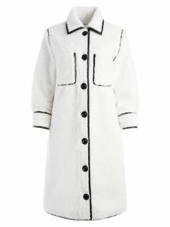 Alice + Olivia Samson Faux Shearling Piped Coat