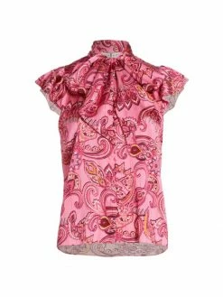 Alice + Olivia Brently Paisley Ruffle Top