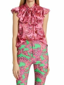 Alice + Olivia Brently Paisley Ruffle Top -Alice + Olivia Sales unnamed file 2562