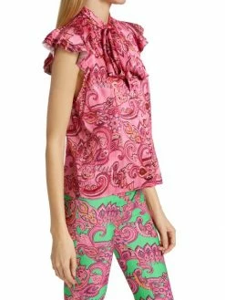 Alice + Olivia Brently Paisley Ruffle Top -Alice + Olivia Sales unnamed file 2563