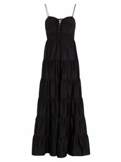 Alice + Olivia Jori Lace-Up Cotton-Blend Maxi Dress