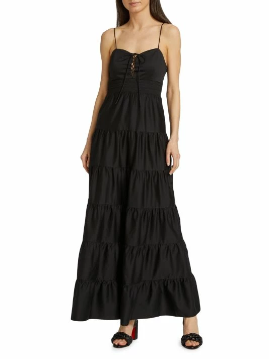 Alice + Olivia Jori Lace-Up Cotton-Blend Maxi Dress 5 Alice + Olivia Jori Lace-Up Cotton-Blend Maxi Dress - Image 3