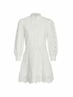 Alice + Olivia Clark Lace Tiered Minidress Off White