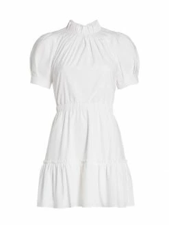Alice + Olivia Vida Puff-Sleeve Tiered Minidress