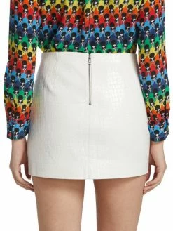 Alice + Olivia Croc-Effect Faux Leather Minskirt -Alice + Olivia Sales unnamed file 2662